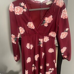 Floral Burgundy Dress